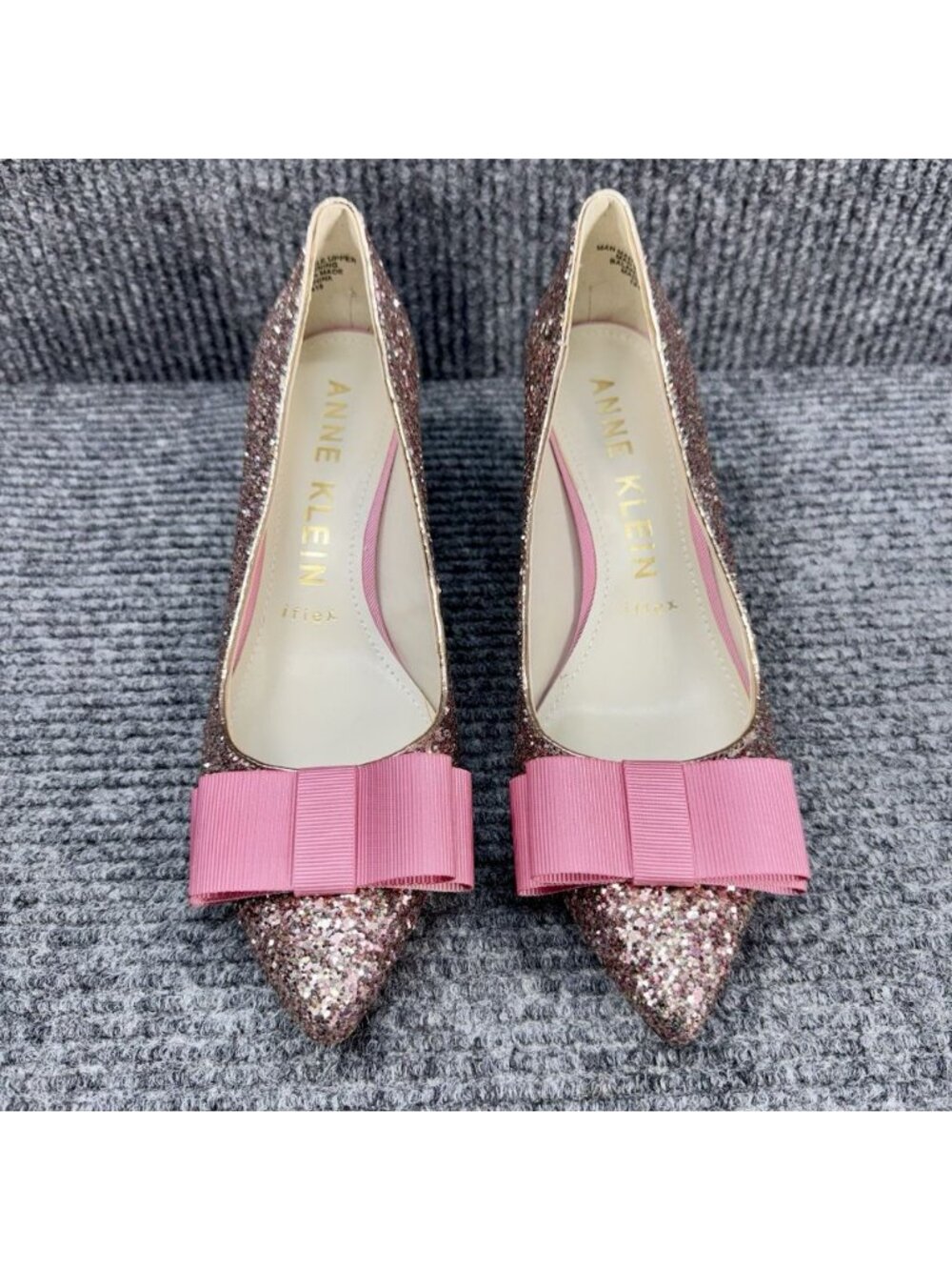 AK Anne Klein Akifa iFlex Heels Women’s 7.5 Pink Glitter Sparkle Bow Kitten Heel - Picture 3 of 13